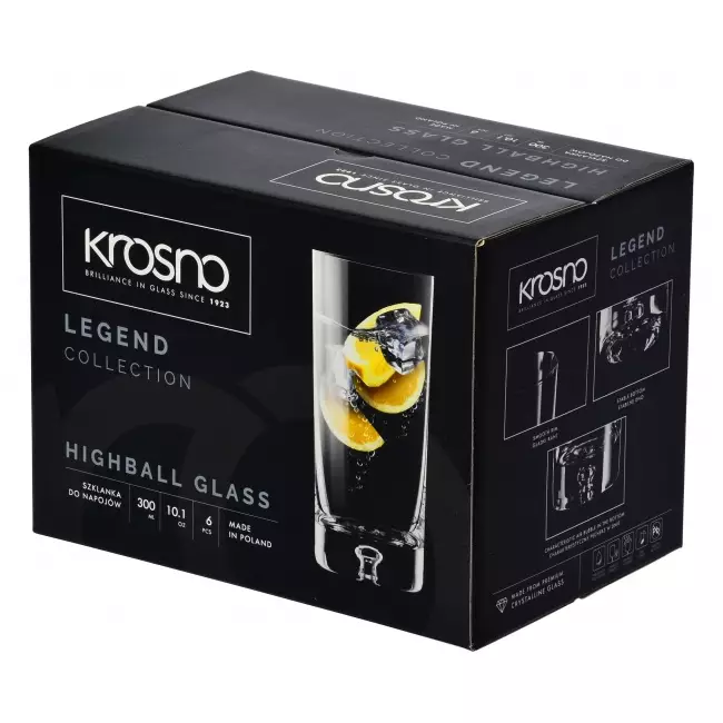 Szklanki Highball Krosno Legend 300 ml opakowanie